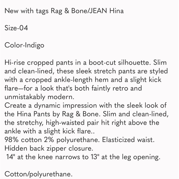 RAG & BONE skinny bootcut jeans NWT SZ 4 - Picture 5 of 7